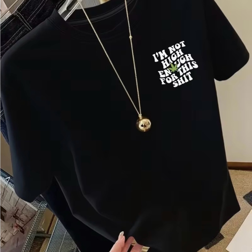 Black Graphic Tee with White Text